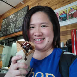 Mariatta Wijaya holding an ice cream cone